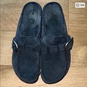 Birkenstock Navy Suede Loafers With Buckle Buckley Clog Size 10